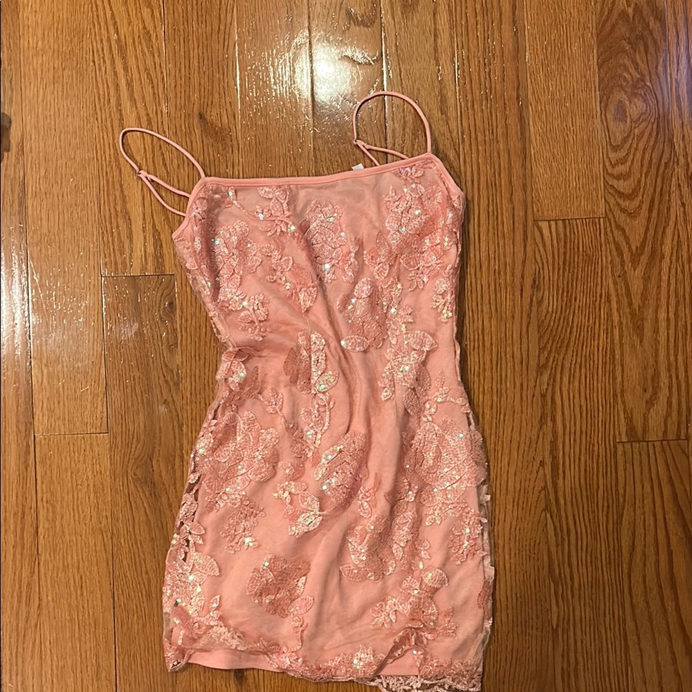 Lucy in the Sky Pink Lace Mini Dress
